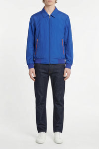 Blouson à liserés en soie - Bleu & Orange