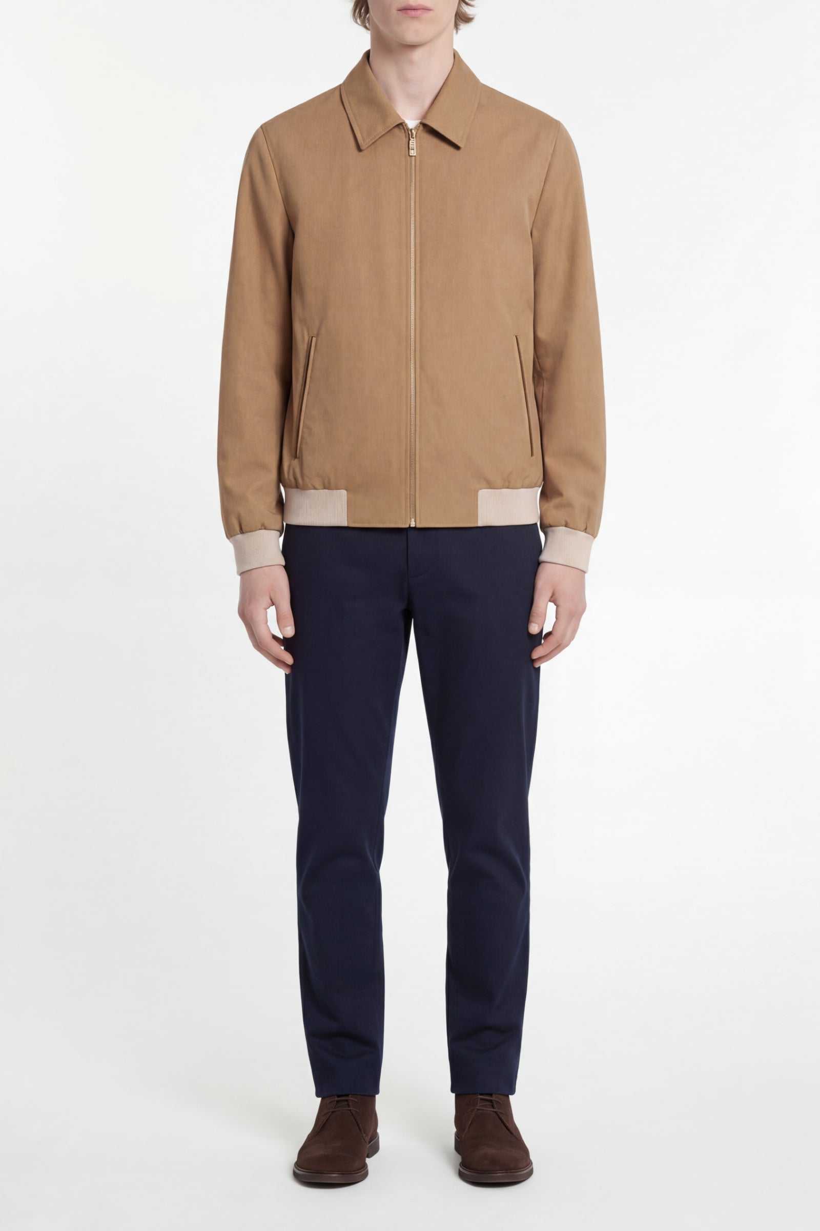Blouson à col en cachemire - Camel & Beige