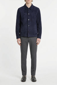 Suede pattern overshirt - Blue