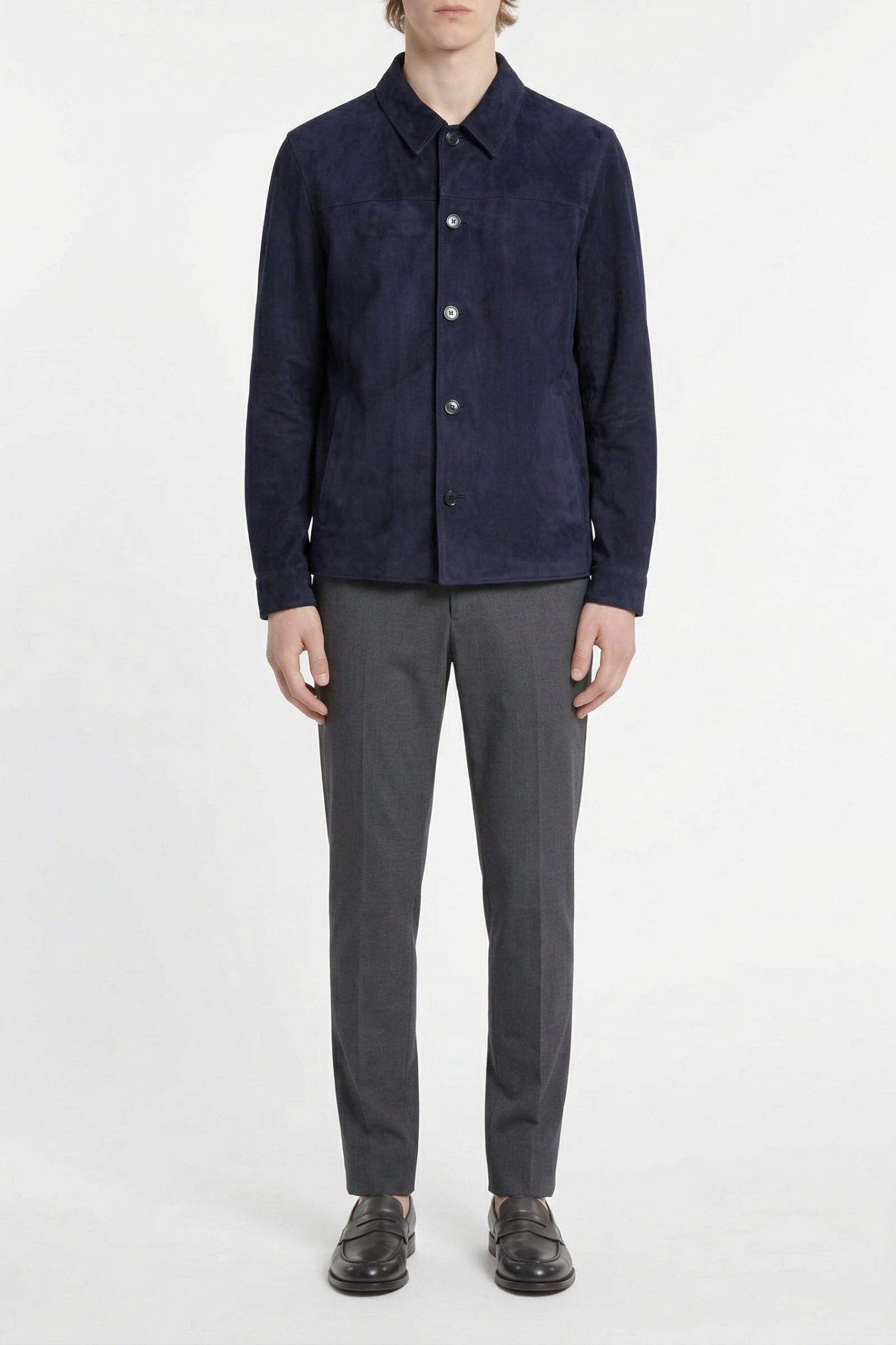 Suede pattern overshirt - Blue
