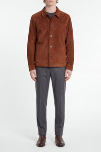 Suede button-down overshirt - Brown