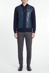 Cardigan zippé en soie - Bleu