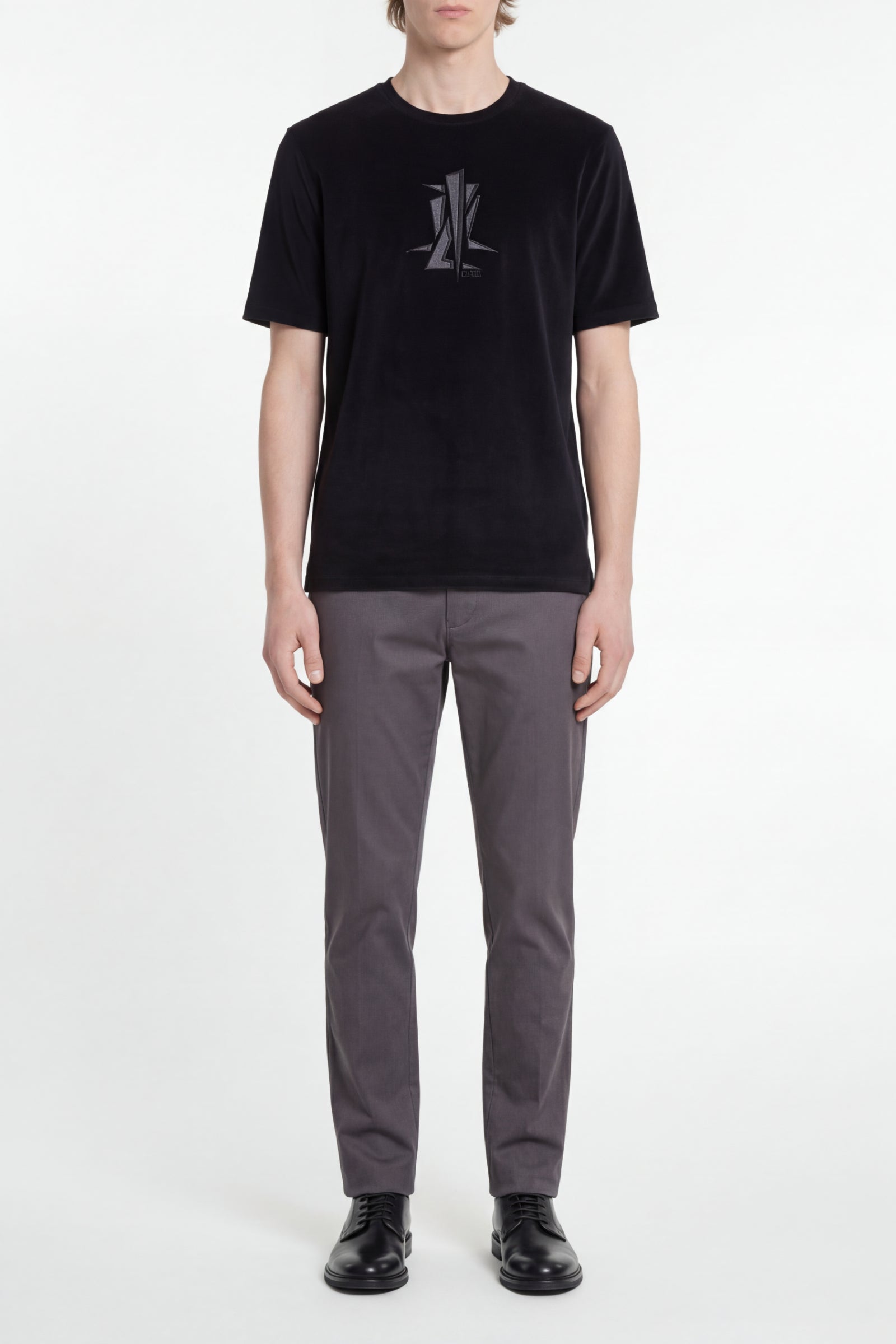T-shirt à motif géométrique brodé - Noir