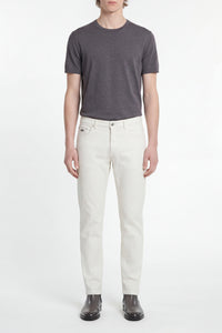 Tone-on-tone embroidered skinny jeans - White