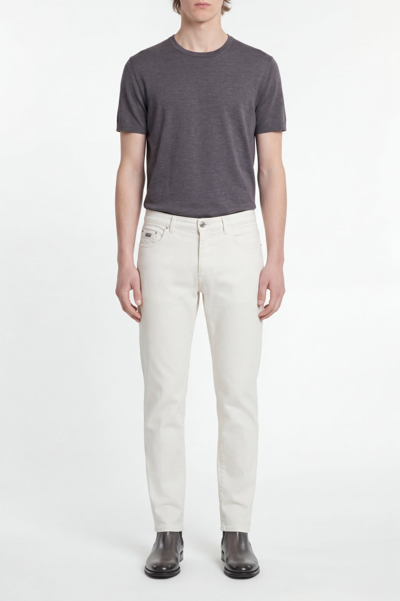 Tone-on-tone embroidered skinny jeans - White