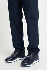 Low trainers in exotic leather - Blue & White