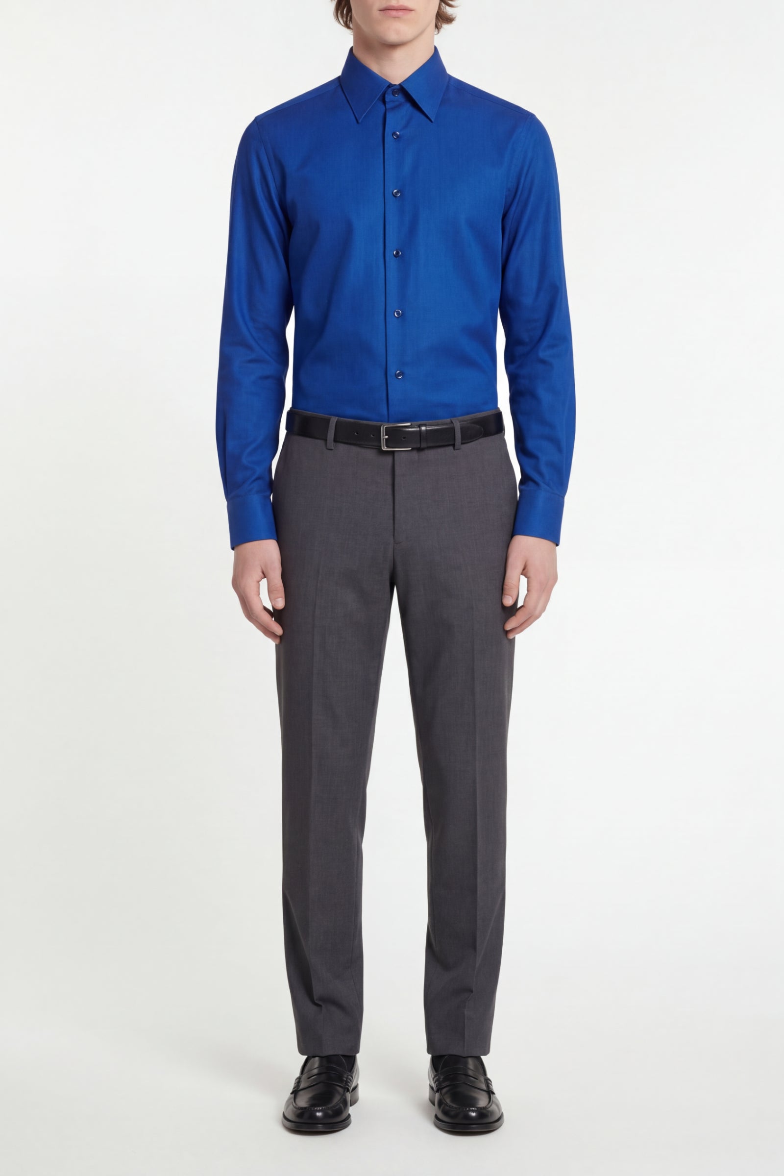 Chemise à manches longues et col structuré - Dark Navy
