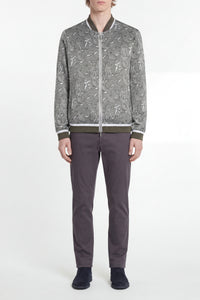 Graphic silk bomber - Green & White