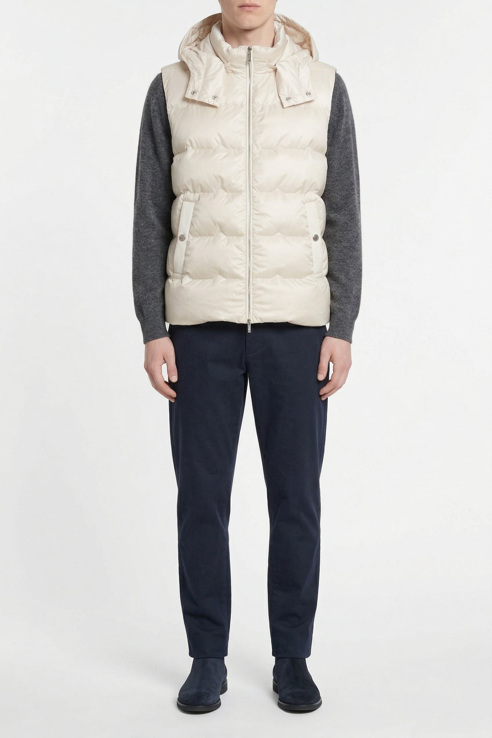 Quilted sleeveless padded jacket - Beige