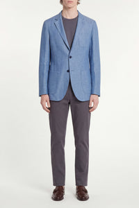 Blazer texturé mat en lin - Bleu & Bordeaux