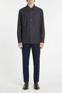 Wool blend shirt with pockets and flap - Grey