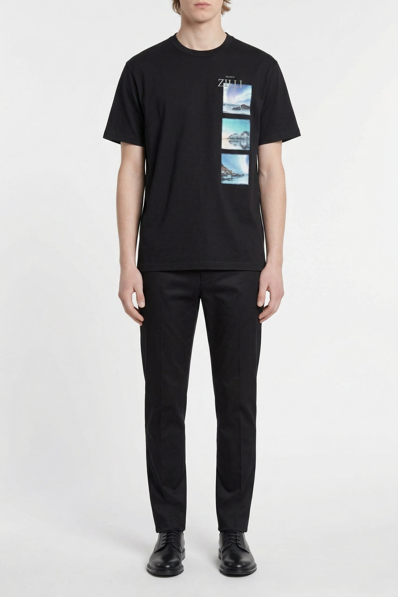 T-shirt avec patchs imprimés - Noir