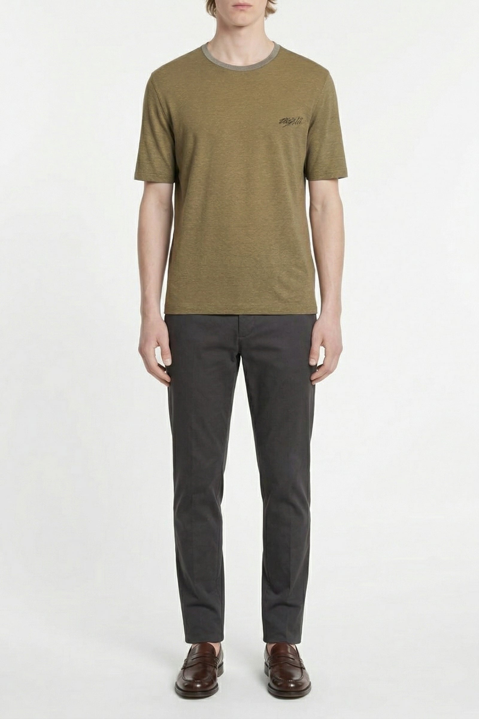 T-shirt chiné en lin - Marron