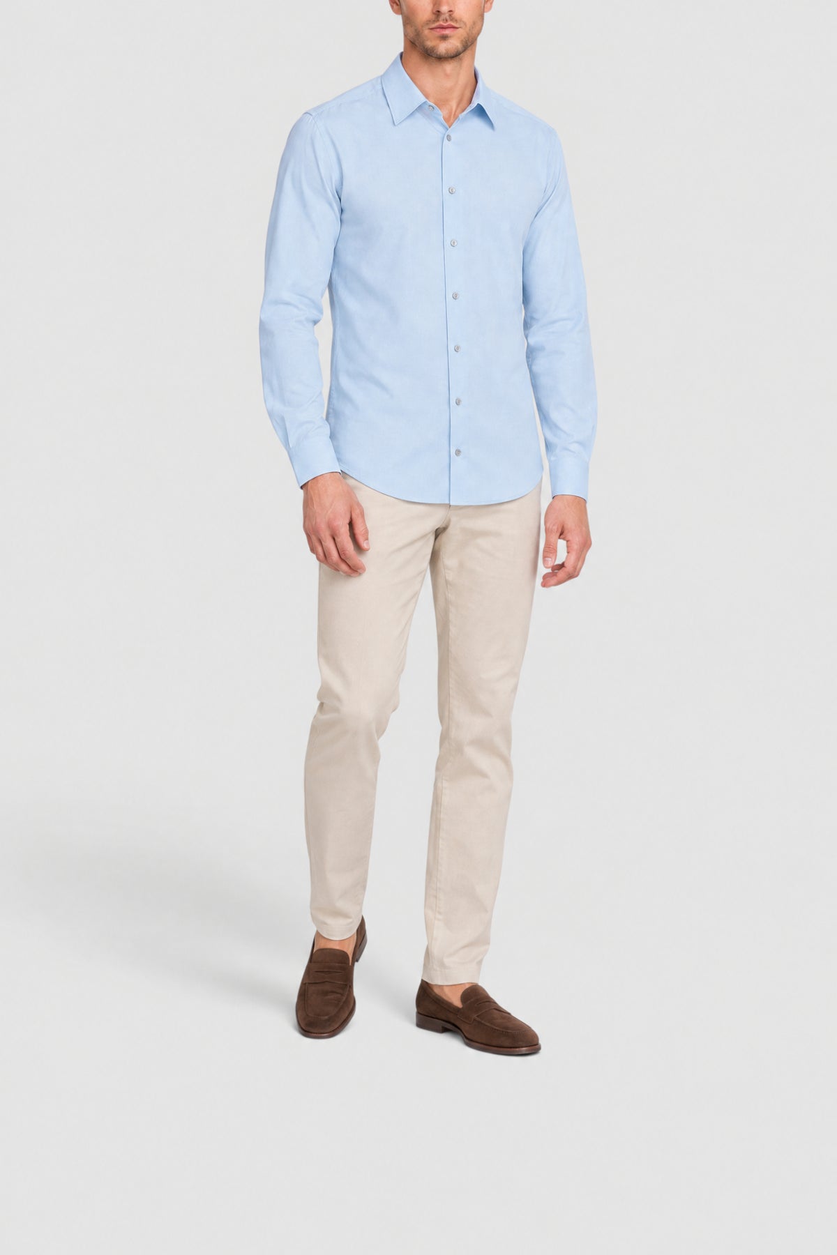 Long-sleeved shirt with woven pattern - Blue Sky