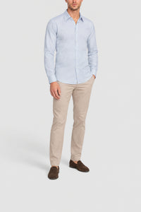Chemise à manches longues en soie mélangée - Bleu