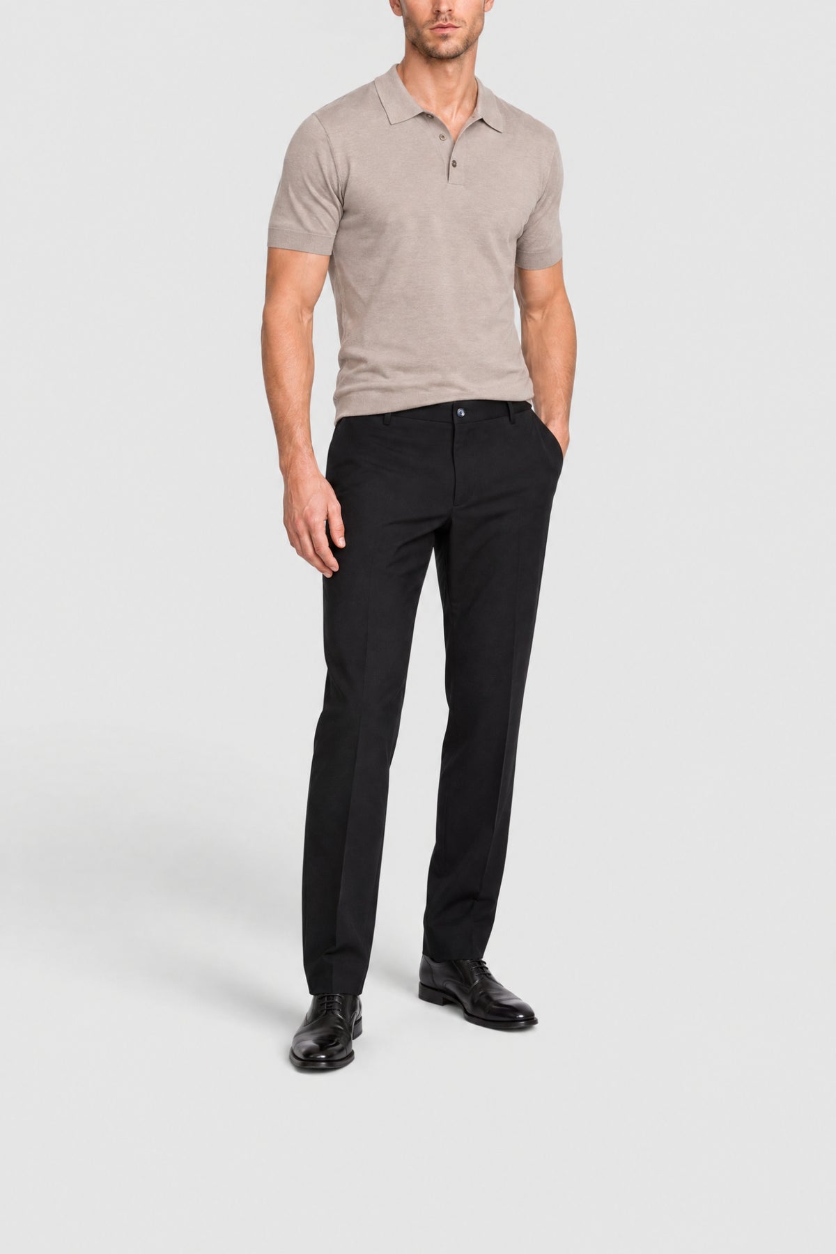 Button-front wool trouser - Black