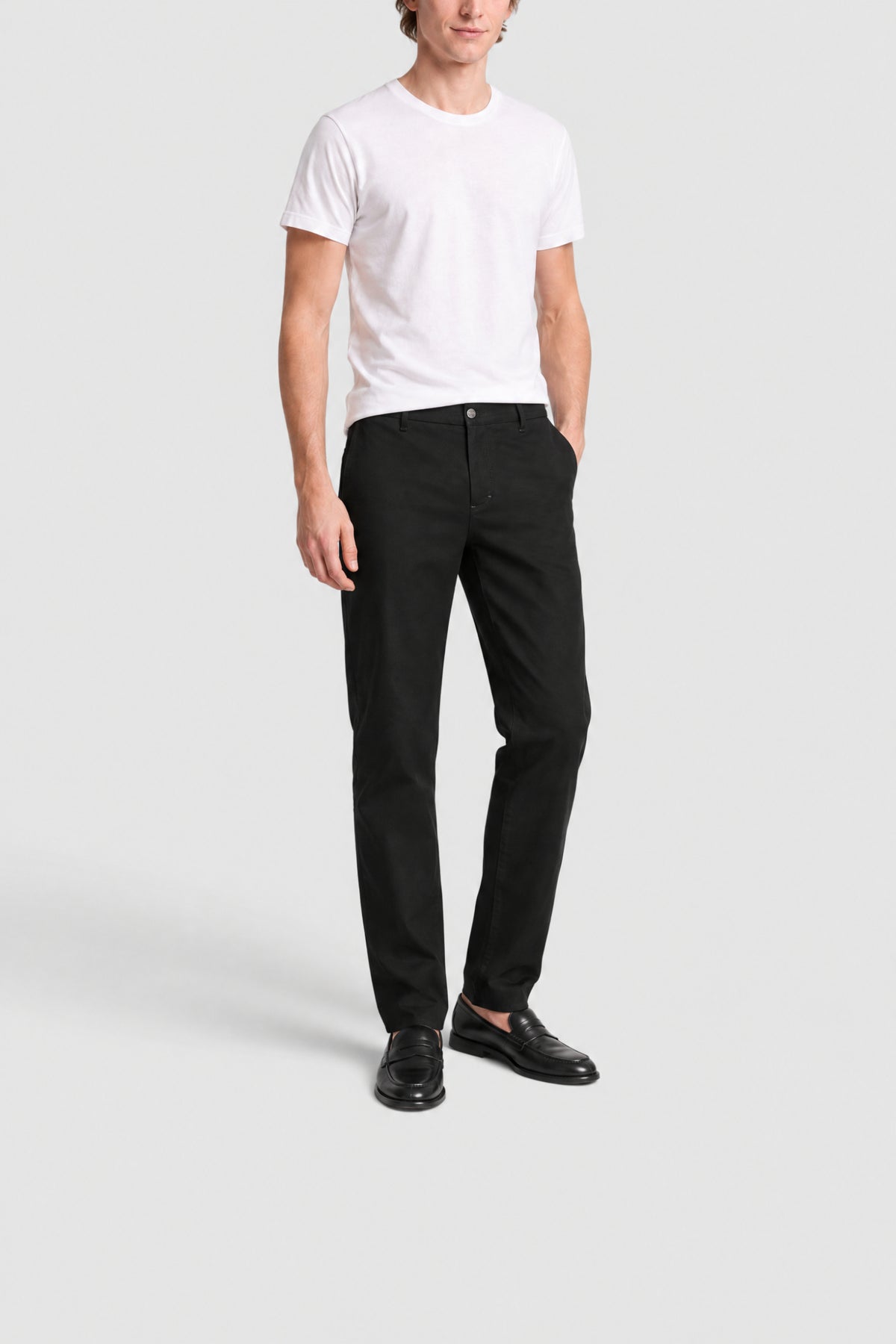 High-waisted straight-leg trousers - Black