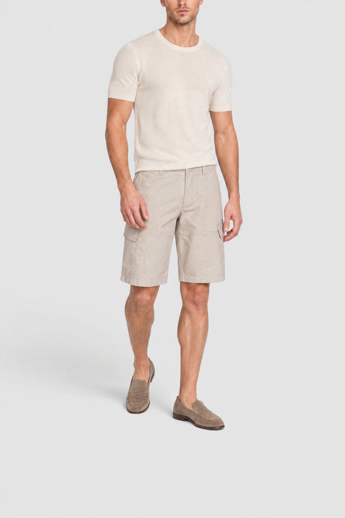 Bermuda cargo à poche en lin mélangé - Pale Fawn