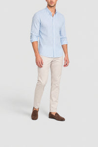 Long-sleeved shirt with a small checked pattern - Bright Blue