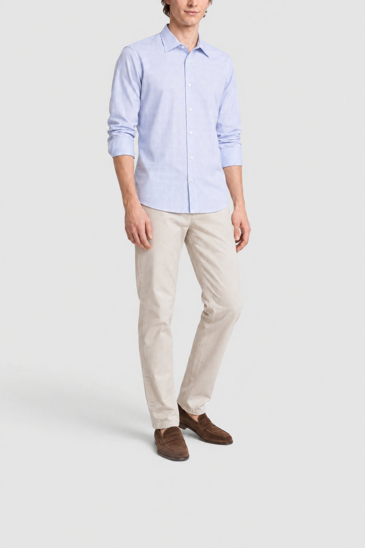 Chemise à carreaux fins - Bleu