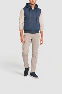 Gilet sans manches avec capuche en laine - Bleu