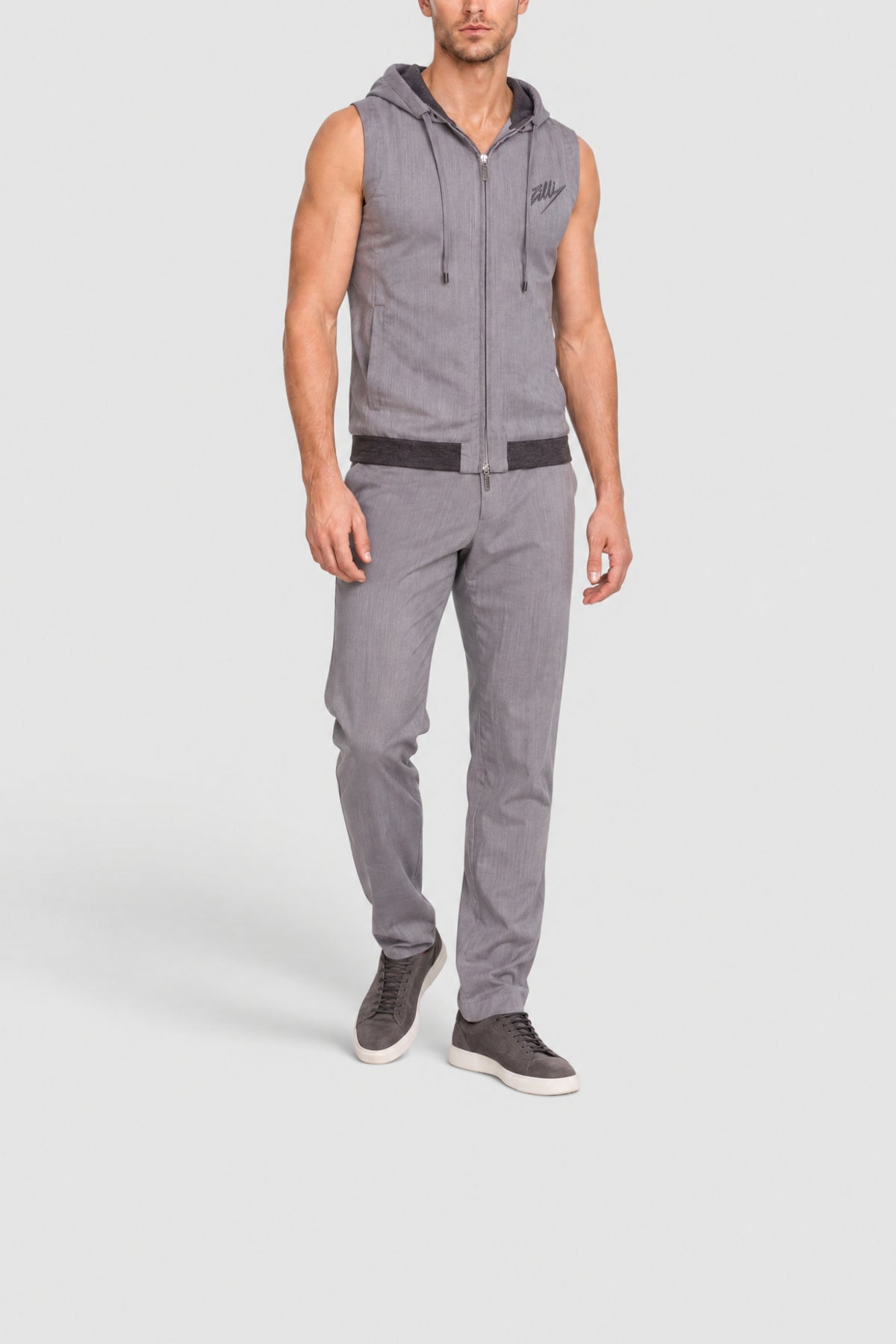 Veste sans manches avec capuche en laine - Gris