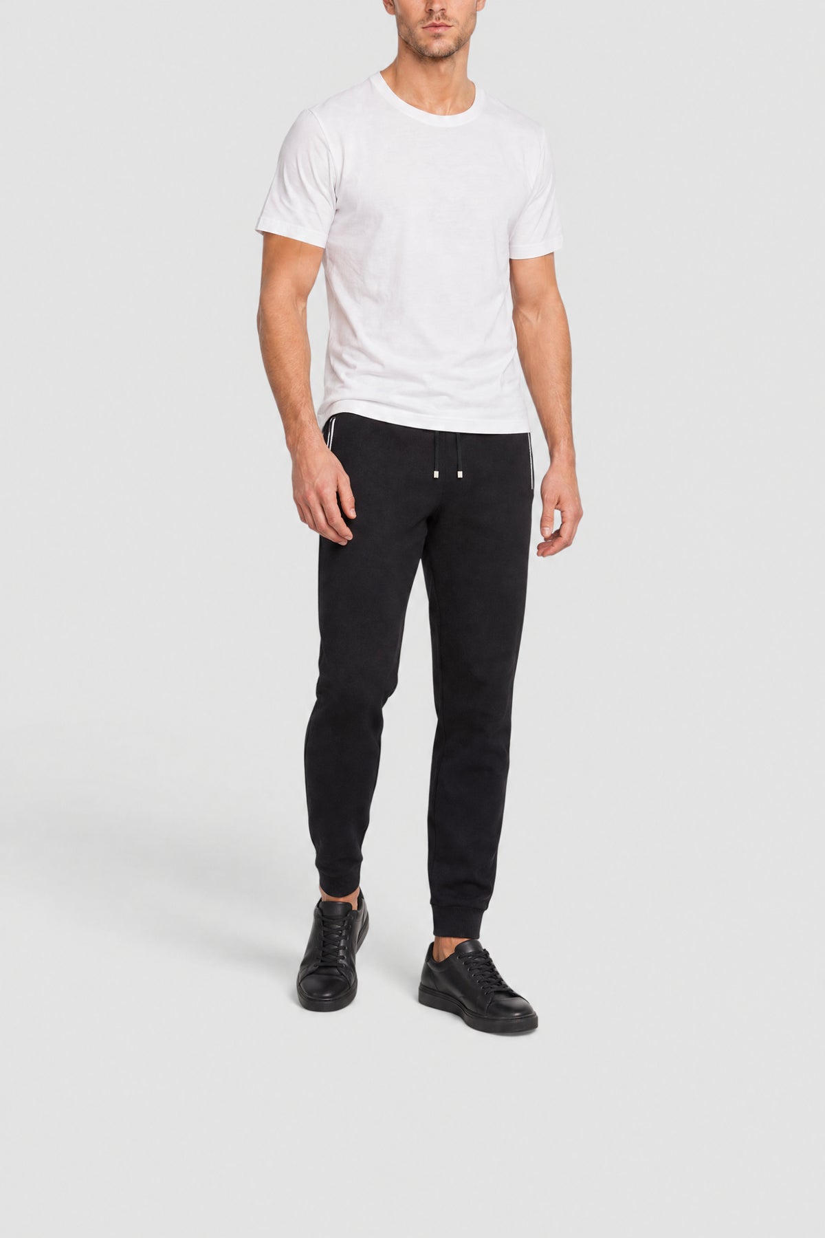 Pantalon de survêtement en cachemire et soie mélangée - Noir & Blanc