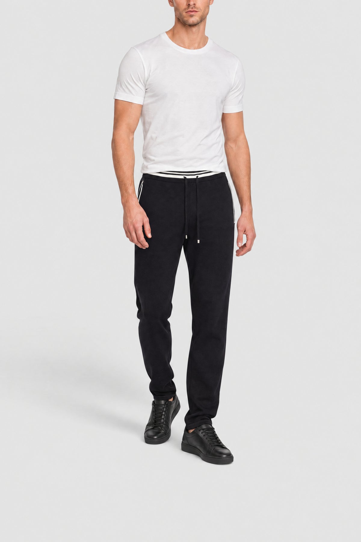 Wool-blend tracksuit bottoms with stripes - Black