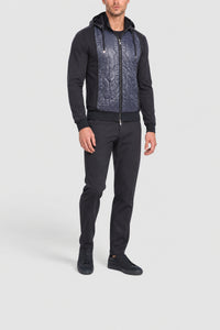 Sweat à capuche bi-matière - Gris