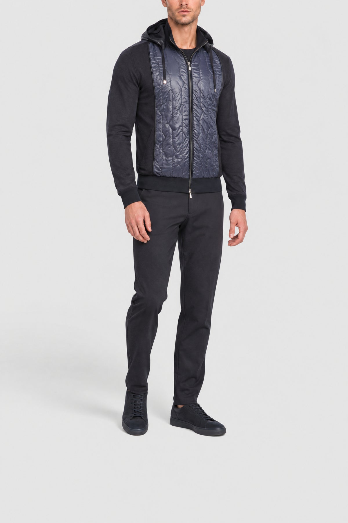 Sweat à capuche bi-matière - Gris