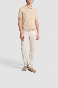 Polo à maille texturée en soie - Beige