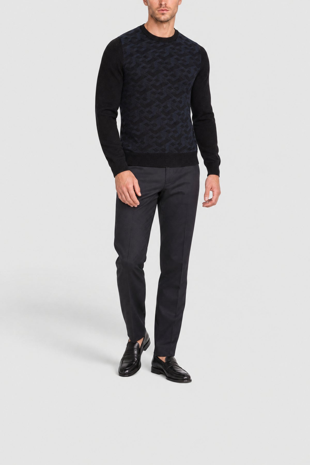 Pull à motifs géométriques en cachemire et laine - Black