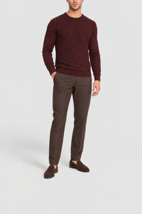 Long-sleeved, round-neck wool jumper - Ruby