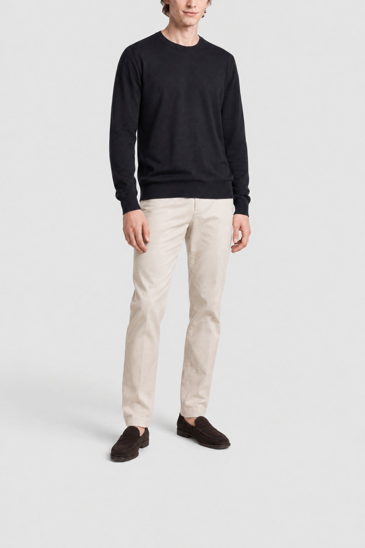 Pull à col rond en cachemire et soie mélangée - Dark Navy