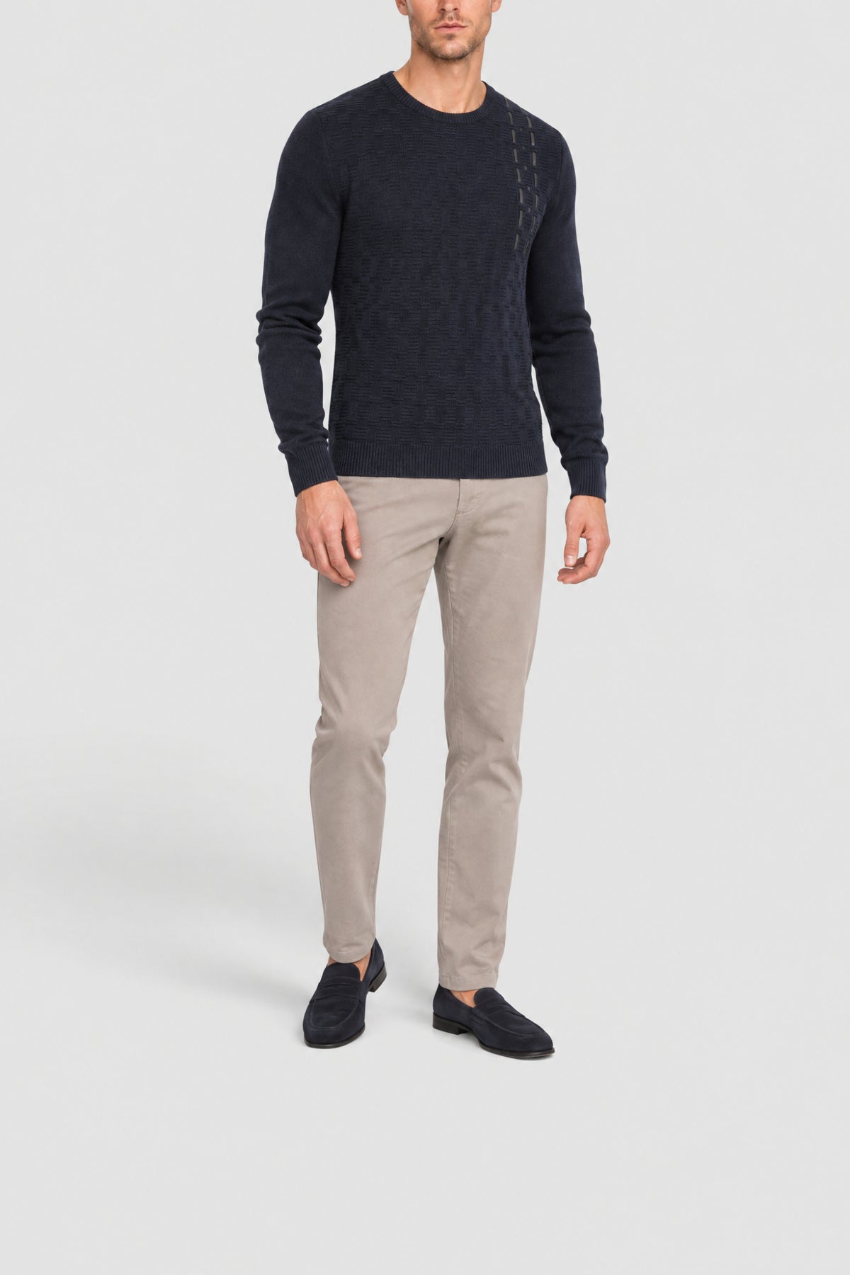 Pull à col rond à manches longues en cachemire - Dark Navy