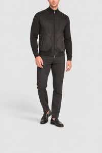 Cardigan à col montant en laine et soie - Black