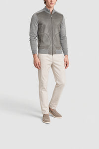 Cardigan à col montant en laine et soie - Soft Grey