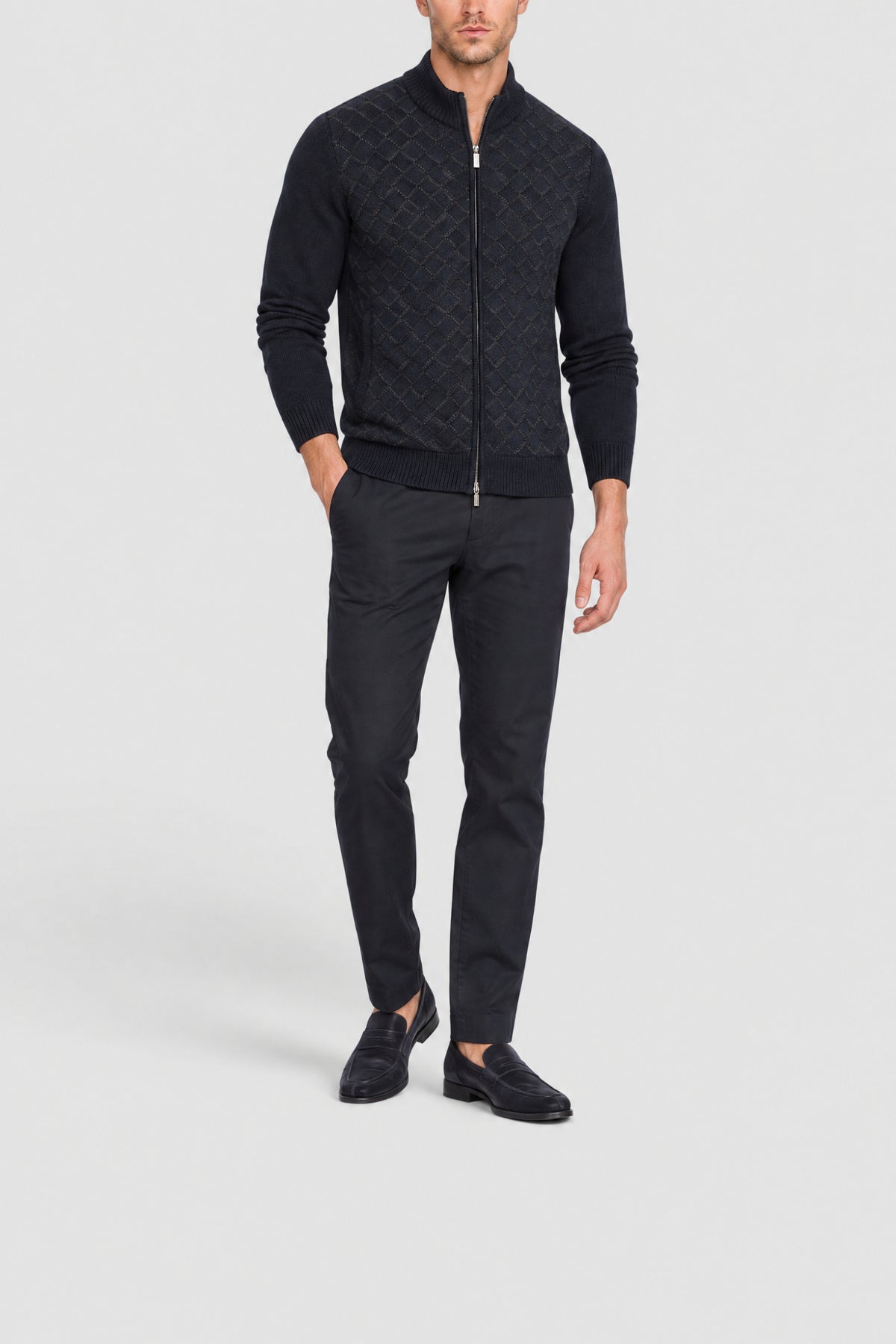 Cardigan à motifs en cachemire - Dark Navy