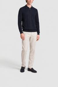 Polo à col zippé en cachemire et soie - Dark Navy