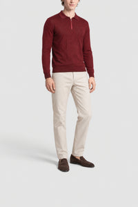 Polo à col zippé et manches longues en soie - Ruby