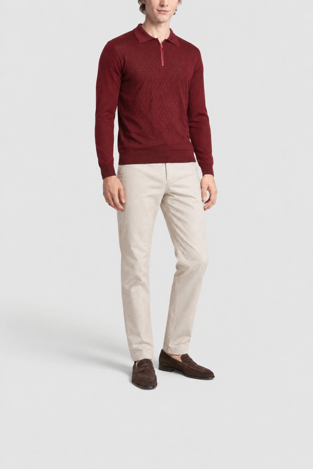 Polo à col zippé et manches longues en soie - Ruby