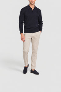 Zip-up polo shirt with logo, made from a cashmere and silk blend - Black
