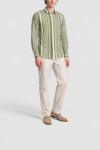 Chemise à rayures texturées en lin - Multicolore