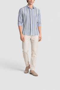 Chemise à rayures verticales en lin - Multicolore