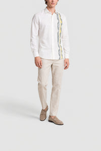 Chemise à motifs en lin - Blanc