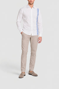 Chemise à motifs en lin - Electric Blue