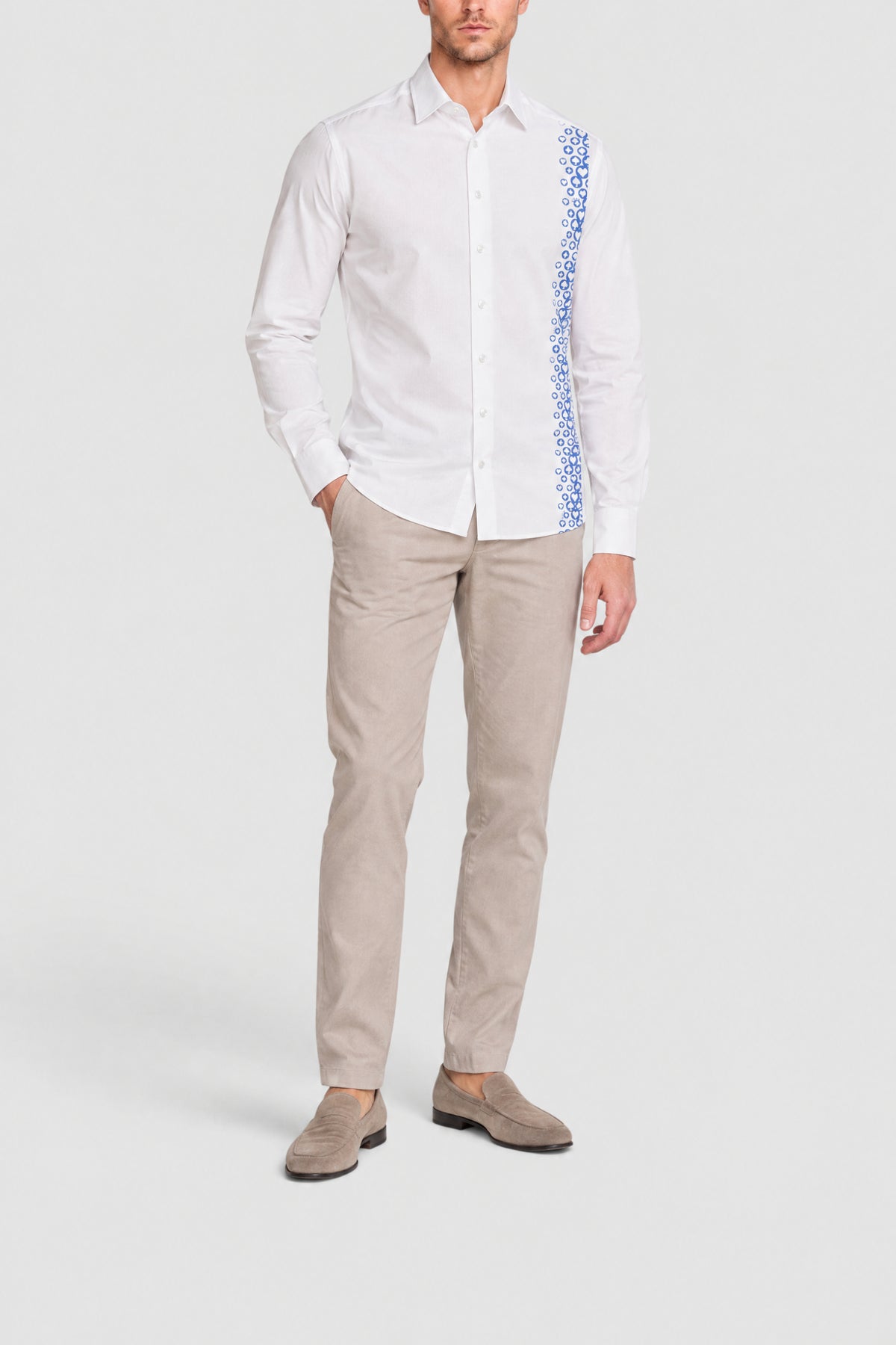 Chemise à motifs en lin - Electric Blue