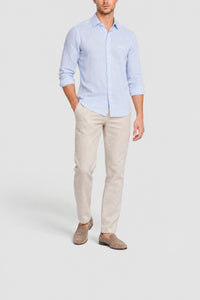 Chemise à logo en lin - Bleu