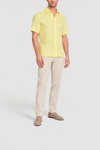 Chemise à manches courtes en lin - Jaune