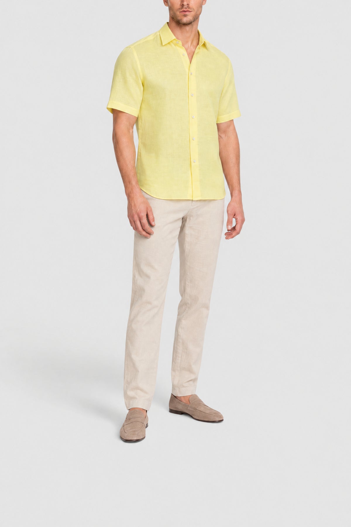 Chemise à manches courtes en lin - Jaune